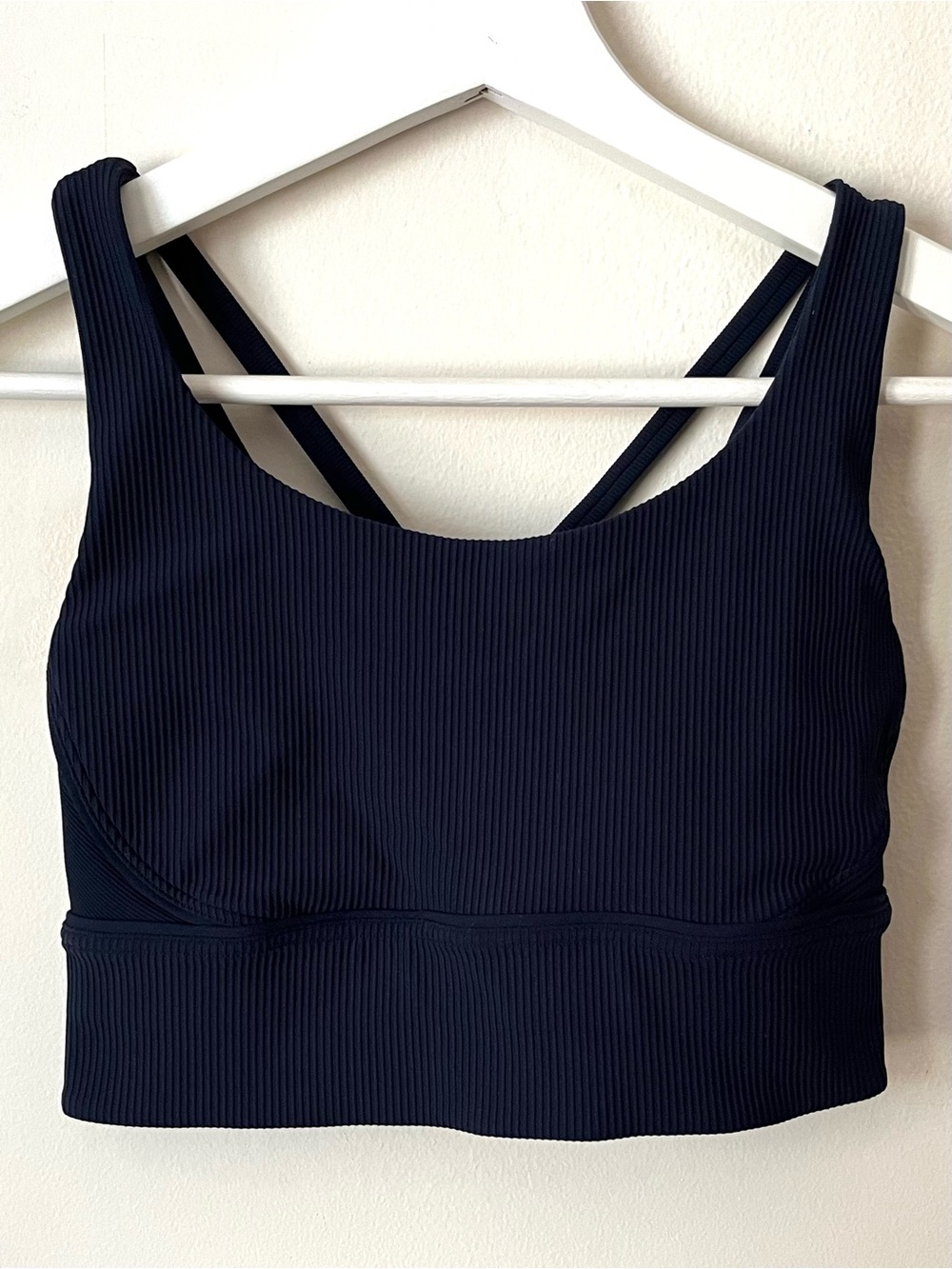 Lululemon • 6 • Energy Bra Long Line Ribbed Navy Sports Bra Top